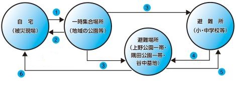 避難の流れの図