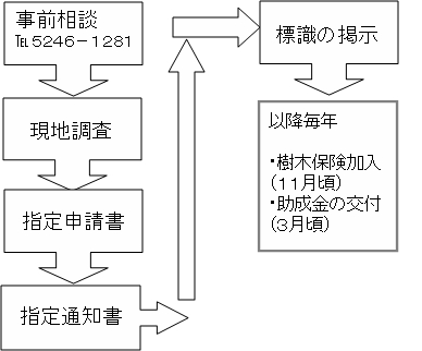 保護樹木指定の流れ図