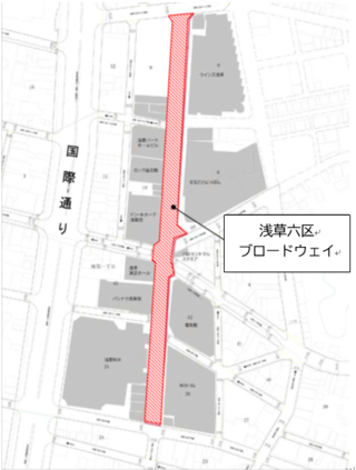 浅草六区ブロードウェイの案内図（台東区浅草1丁目25番先から浅草2丁目8番先）