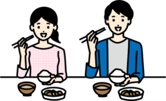 食事を摂る女性と男性