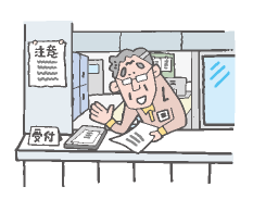 受付の仕事をしている会員のイラスト