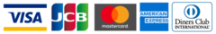 VISA　Mastercard　JCB　American Express　Diners Clubのクレジットカードのロゴ
