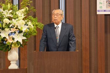 あいさつする長 入谷朝顔実行委員会委員長