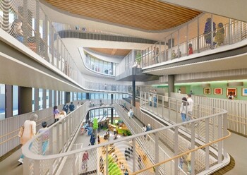 吹抜を介したスロープ（パース図）